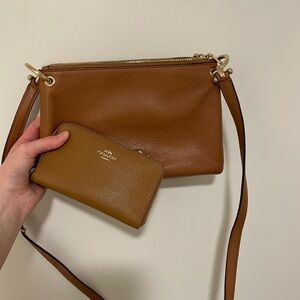 Coach Brown Leather Crossbody Bag and Wallet
